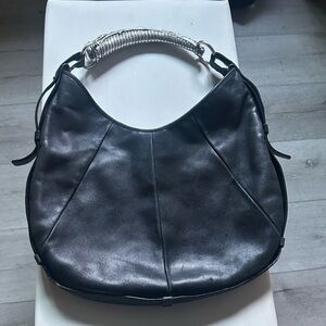 Yves Saint Laurent Black Hobo Bag with Silver Handle